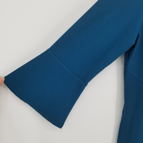 J.Jill Peacock Blue, Bell Sleeved Dress - Lovely, Tasteful Cut & Drape -M - Picture 3 of 6